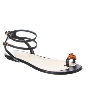 LANVIN Swing Melodie Leather Sandals, Size 39